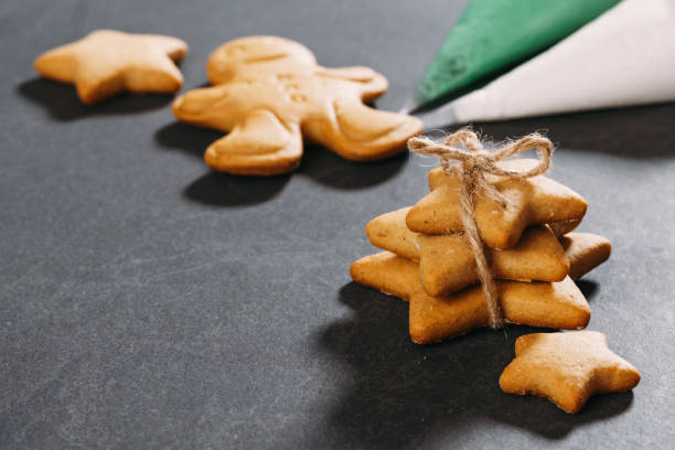 istock Christmas gingerbread cookies for decorating with icing. Copy space 1353541438