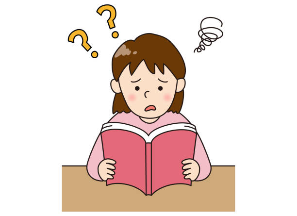 A Girl Who Cant Understand A Difficult Book Stock Illustration - Download  Image Now - Child, Adversity, Book - iStock