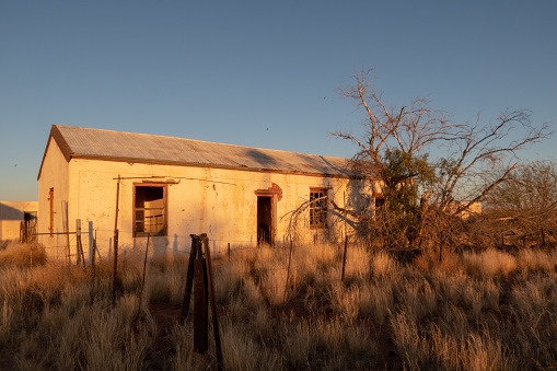 The old police station,  in a small railway town called Putsonderwater, ghost town in South Africa.