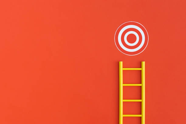 istock Ladder career path for business growth success process. Inspiration and creative idea concept. 1353548416