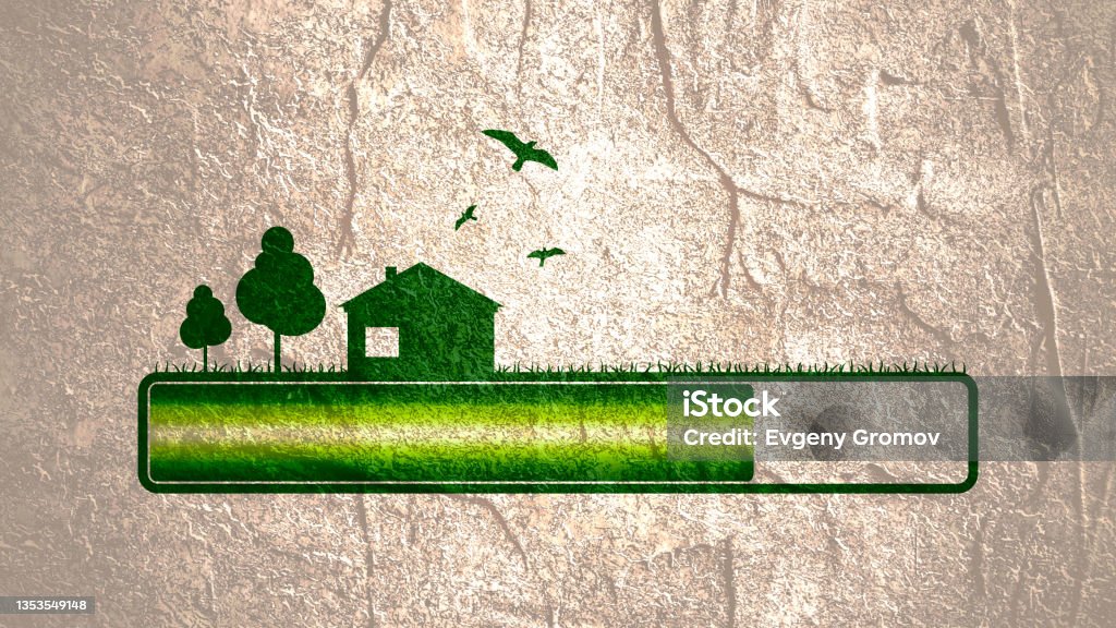 Tree Progress Bar Progress Or Loading Bar With Trees And House Stock Illustration ...