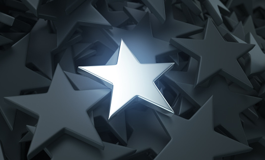 Silver star with other stars, second place rating concept