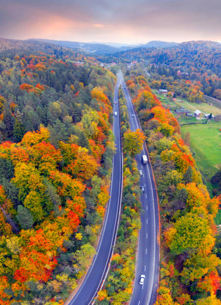 istock Road Carpathians autumn mountains 1353552878
