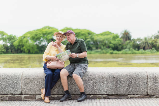 Senior couple tourists in Buenos Aires, Argentina stock photo