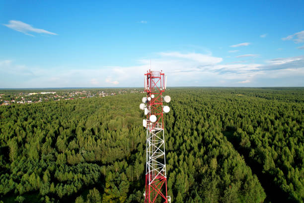 istock Mobile Tower installation. Cell site and Telecom Base Station. 1353555610
