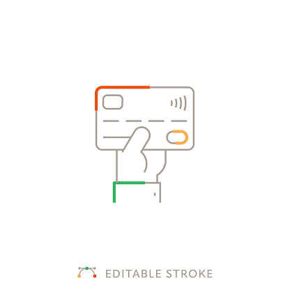 Credit Card Payment Single Icon with Editable Stroke