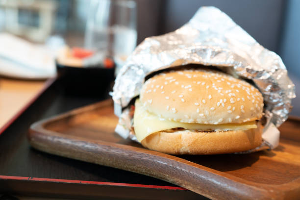 istock Pork and Cheese Berger breakfast meal, selective focus 1353564802