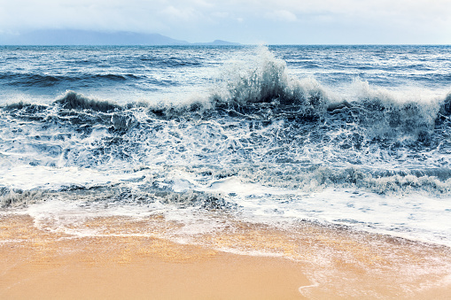 Sea, beach, waves splashing