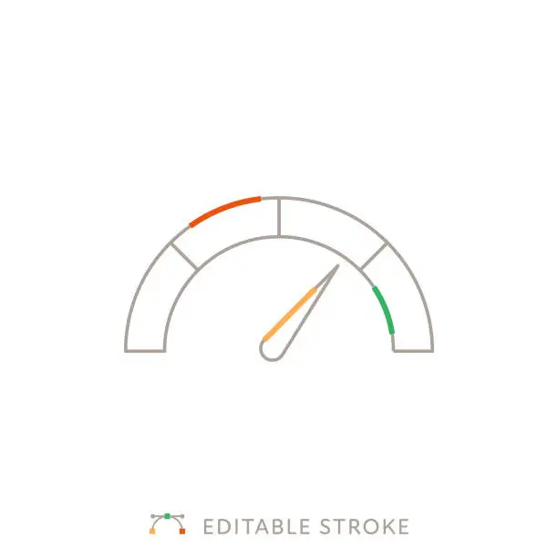 Vector illustration of Credit Score Multicolor Line Icon with Editable Stroke