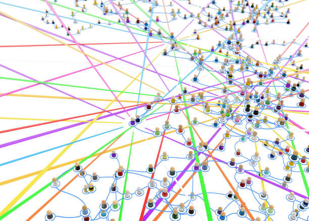istock Cartoon Crowd System, Color Rays Crossing 1353569602