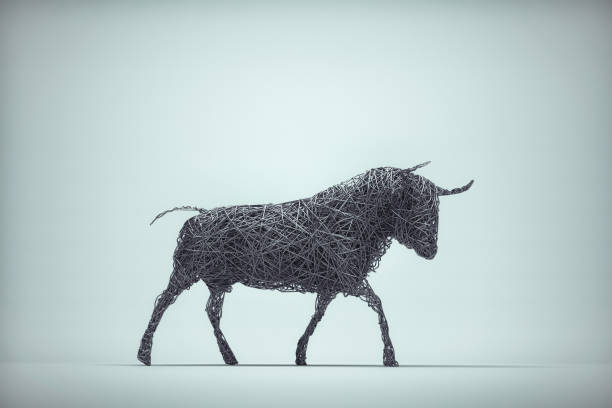 istock Bull made of wires. Powerful and complex concept. This is a 3d render illustration 1353572669
