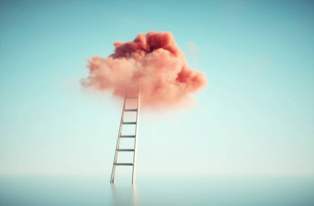 istock Ladder to a colorful cloud. Aspirations and dream concept. This is a 3d render illustration 1353572691