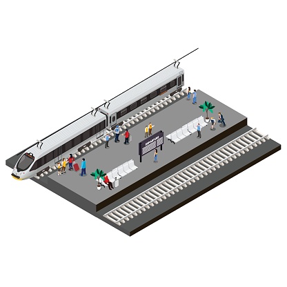 Speed train station 3d isometric