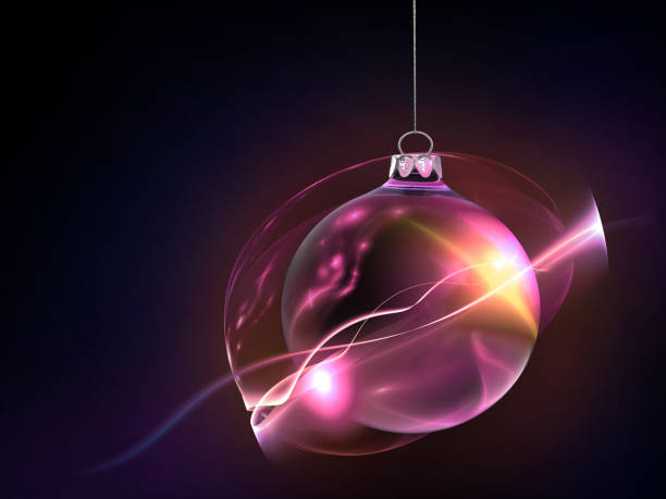 christmas composition with a glass ball on a multicolored glowing background, digital painting