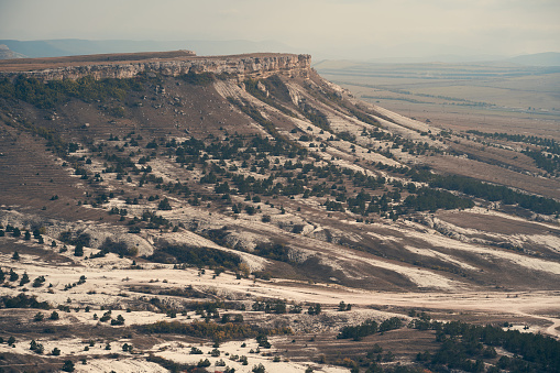 White rock in the Crimea. White rock Sights of Crimea. High rock Rocky mountain