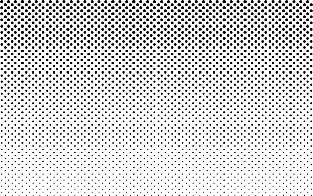 stockillustraties, clipart, cartoons en iconen met halftone dot pattern. gradient texture with gradation. black halftone gradient pattern with fade on white background. big graphic geometric poster. monochrome retro wallpaper. design element. vector - groot