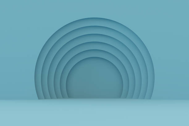 istock 3D Blue Abstract Tunnel Background, Geometric Shape, Minimal Design 1353577198