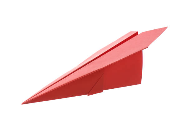 Handmade red paper plane isolated on white