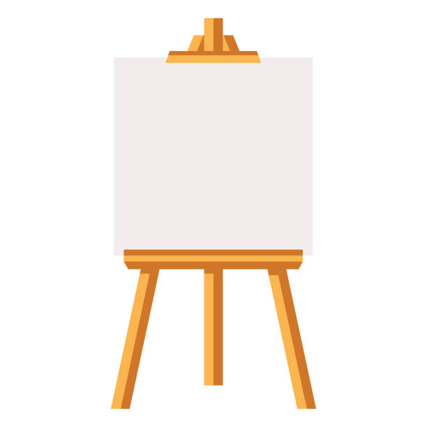 ilustrações de stock, clip art, desenhos animados e ícones de vector of wooden easels with empty blank canvases isolated on background paint desk and white paper isolated on background. vector illustration web site page and mobile app stock illustration - artboard