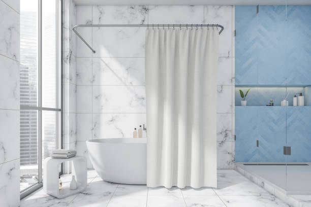 istock White and blue bathroom with two tone tiles 1353584842