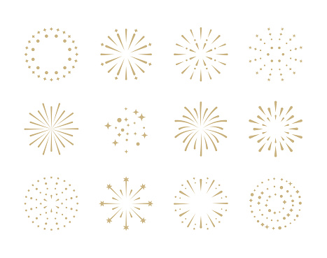 Vector firework collection. Carefully layered and grouped for easy editing.