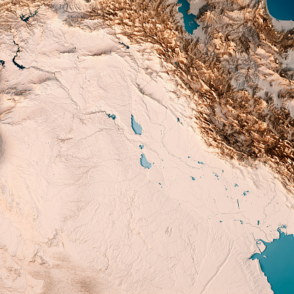 Iraq 3D Render Mapa Topográfico Neutral photo