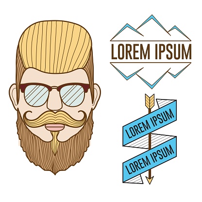 Vector hipster man badges and profile pic illustrations