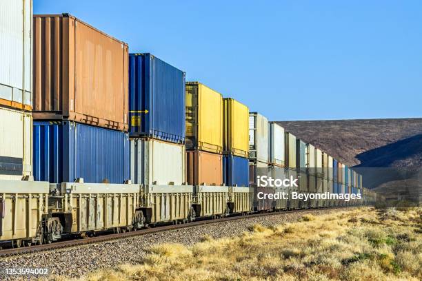 Single Stack Container Train Colourful Cargo Container Stack Train In Outback Australia Stock Photo ...