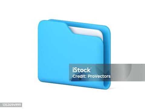 istock Blue folder for documents storage 3d icon vector illustration. Logotype archive data information 1353594999