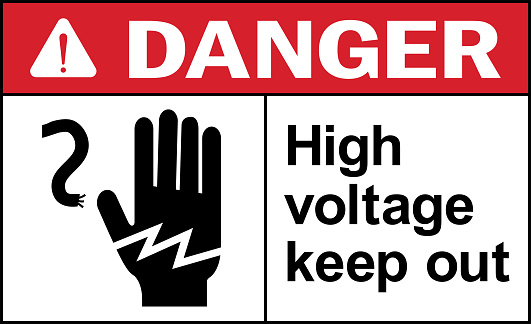 High voltage keep out danger sign. Electrical safety signs and symbols.