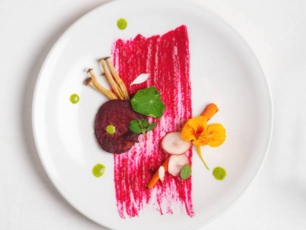 istock Fine Dine Carrot, Radish, Mushroom with a Brushed Beetroot Reductio 1353596151