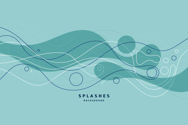 ilustrações de stock, clip art, desenhos animados e ícones de bright poster with dynamic waves. illustration minimal flat style - wave pattern abstract swirl pattern