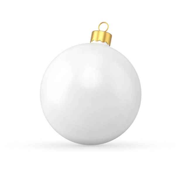 istock Realistic white Christmas ball vector illustration. Traditional New Year festive sphere toy holiday 1353600463