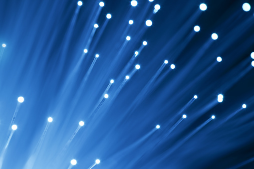 Bundle of optical fibers with lights in the ends
