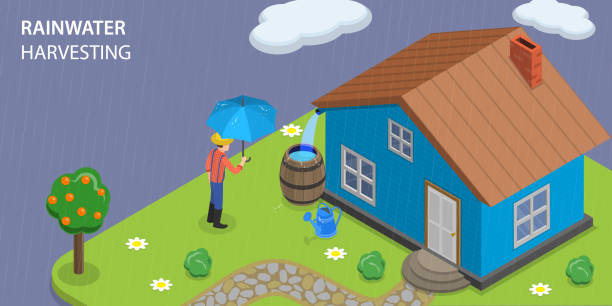 3d Isometric Flat Vector Conceptual Illustration Of Rainwater Harvesting  Stock Illustration - Download Image Now - iStock