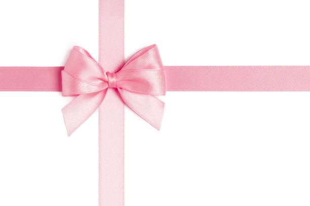 istock Pink ribbon with bow isolated on white background. 1353606168