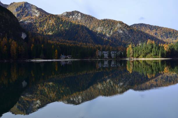 istock Mountains in the lake 1353607352