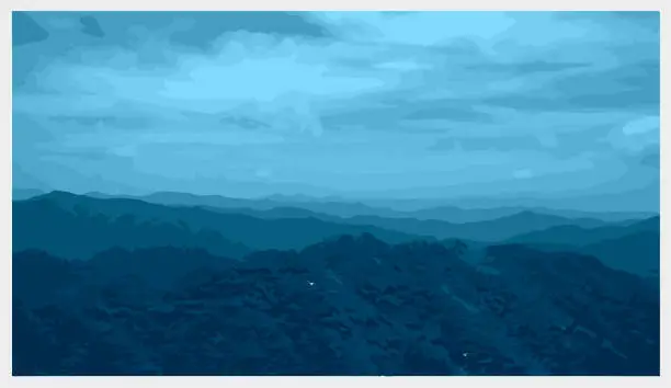 Vector illustration of Vector engraving effects mountain landscape