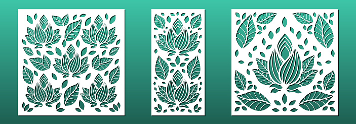 Set Of Laser Cut Panels With Abstract Geometric Pattern For Home ...