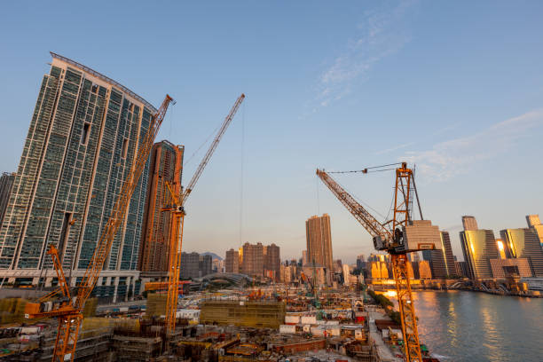 Hong Kong - November 16, 2021 : General view of the construction site at West Kowloon Cultural District, Hong Kong.