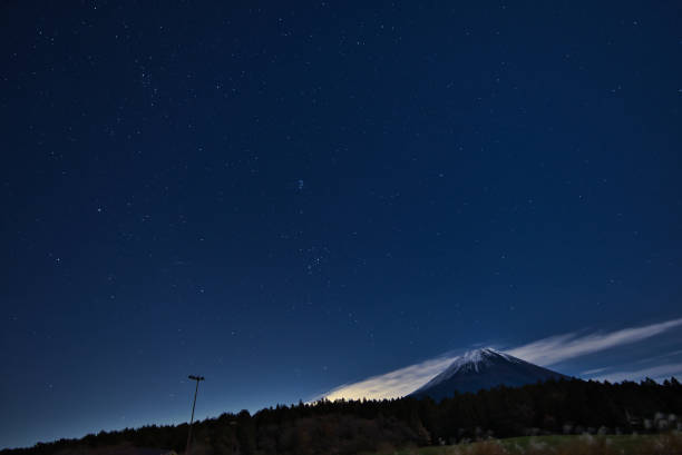 istock Mt. Fuji at night when the stars fall 1353611727