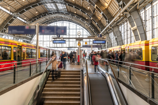 Manchester, UK - May 18 2018: Manchester Piccadilly is the principal railway station in Manchester  hosts long-distance intercity and cross-country services to national destinations