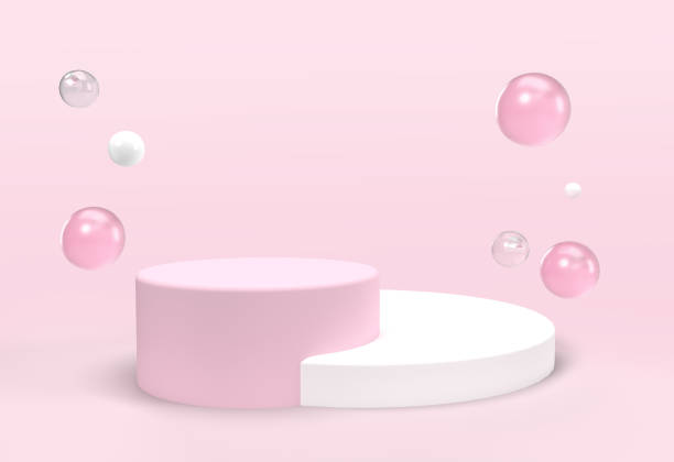 istock 3d ball with cylinder podium for show product 1353612810
