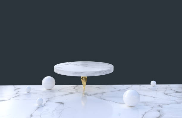 istock 3d sphere with cylinder podium marble texture for product display 1353612966