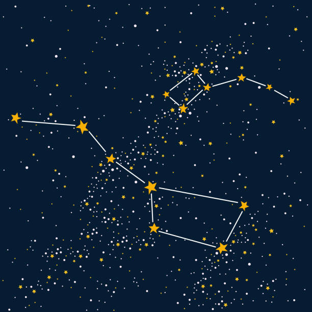 illustrazioni stock, clip art, cartoni animati e icone di tendenza di costellazione del grande e piccolo carro nel cielo notturno - star trail galaxy pattern star