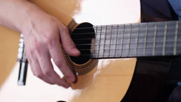 istock A man plays rock and jazz-folk guitar. close up 1353622738