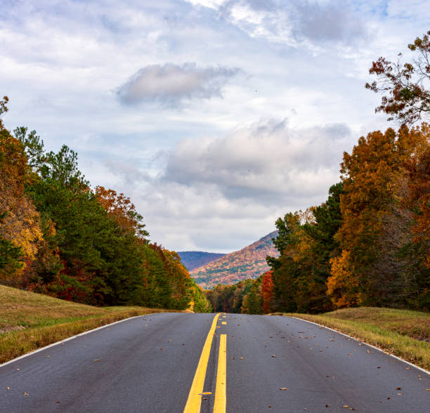 istock Empty highway in Appalachian mountains on autumn day 1353623044