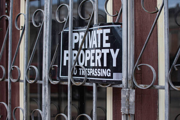 istock Private property sign on door 1353623256