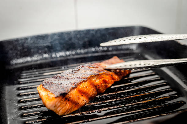 The pan seared salmon fillet with lemon butter sauce