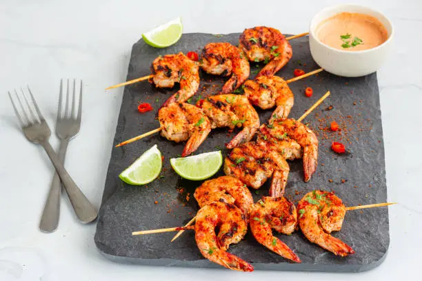 Shrimp / Prawn Appetizer, Grilled Shrimp, Piri Piri Shrimp on the Skewers